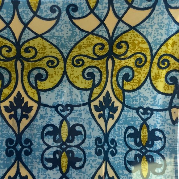 Prima Pretty Painted Square Glass Dish Blue Lime Green Design - Picture 4 of 7